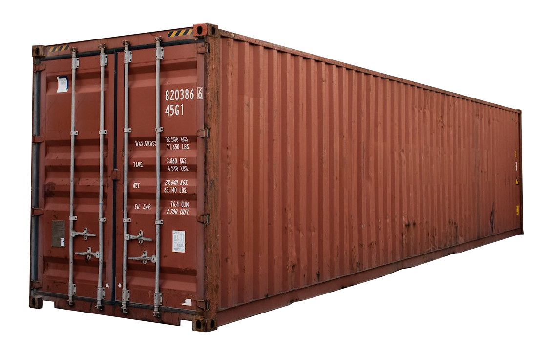 A 40 foot high cube cargo-worthy shipping container